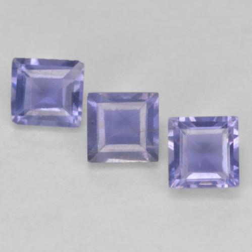 Pedras preciosas de iolita violeta natural de 0,11 ct, quadrado, VS-SI