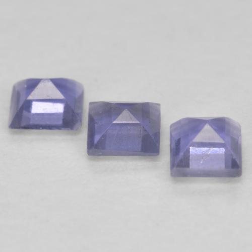 Pedras preciosas de iolita violeta natural de 0,11 ct, quadrado, VS-SI