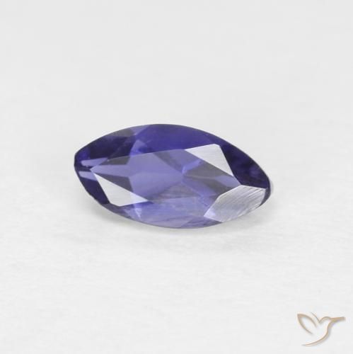 Iolita Roxo azulado escuro Natural 0.24ct, Marquesa, VVS-VS