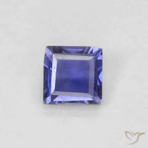 0.13ct Natural Roxo azulado escuro Iolita, Quadrado, VS