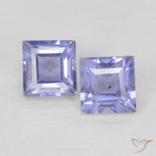 0.20ctw Natural Azul prateado Iolita, Quadrado, VS