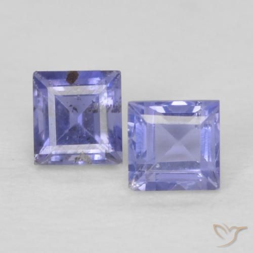 0.20ctw Natural Azul prateado Iolita, Quadrado, VS