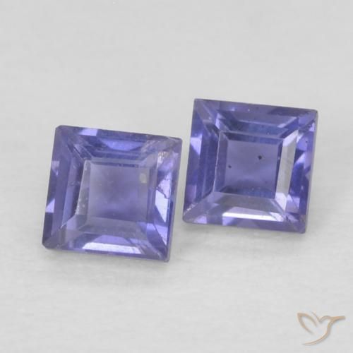 Pedras preciosas de Iolita Roxo profundo natural de 0.19 ct, Quadrado, VS