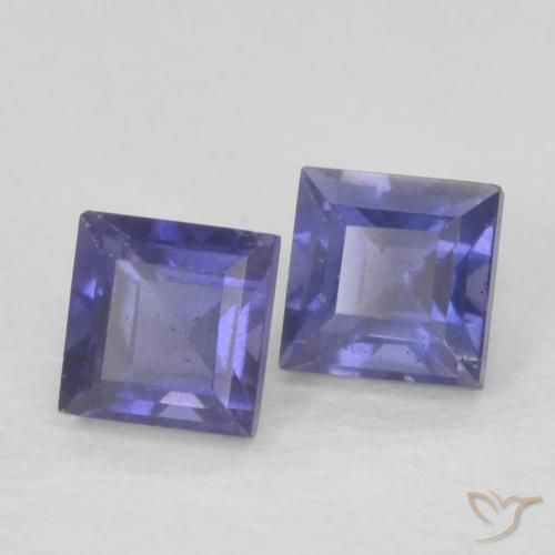 Pedras preciosas de Iolita Roxo azulado escuro natural de 0.22 ct, Quadrado, VS