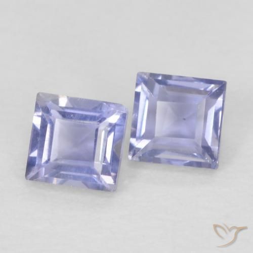 Pedras preciosas de Iolita Medium Light-Violet natural de 0.18 ct, Quadrado, VS