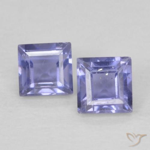 0.20ctw Natural Azul prateado Iolita, Quadrado, VS