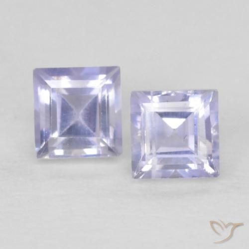 0.22ctw Natural Azul púrpura claro Iolita, Quadrado, VS