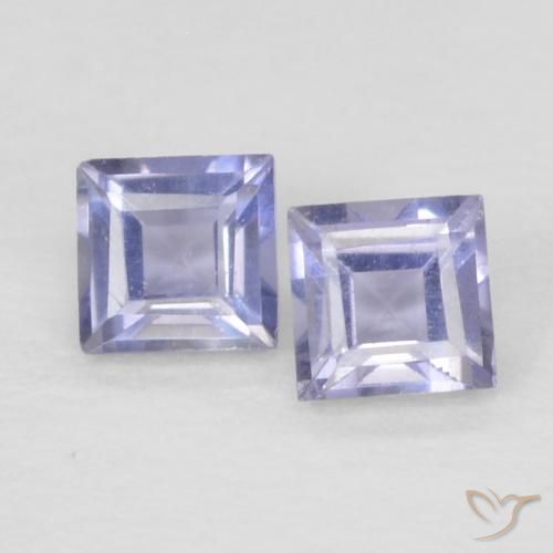 0.17ctw Natural Azul púrpura claro Iolita, Quadrado, VS