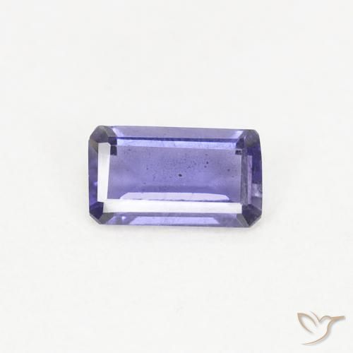 0.21ct Natural Roxo azulado escuro Iolita, Corte Esmeralda, VS-SI