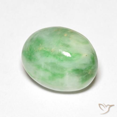 Saída Branco Verde Natural 5.85ct, oval, Opaco