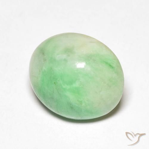 Saída Branco Verde Natural 4.32ct, oval, Opaco