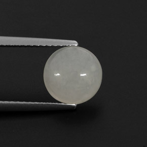Jadeíta branco natural 2,31ct, corte redondo, translúcido
