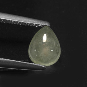 Jadeíta verde natural 0,63ct, formato de pêra, translúcido