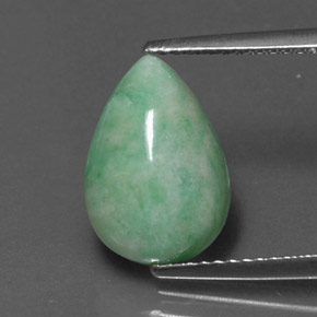 Jadeíta verde natural 4,18ct, formato de pêra, opaco
