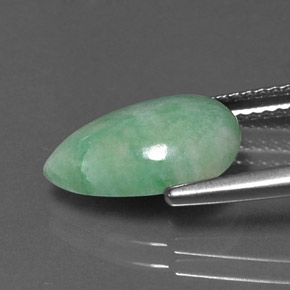 Jadeíta verde natural 4,18ct, formato de pêra, opaco