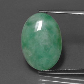Jadeíta verde natural 12,72ct, corte oval, opaco