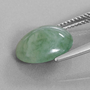 Jadeíta verde natural 6,25ct, corte oval, translúcido