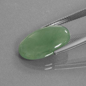Jadeíta verde natural 9,66ct, corte oval, translúcido