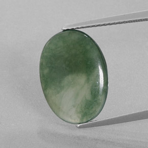 Jadeíta verde natural 5,69ct, corte oval, transparente