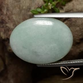 Jadeíta Verde Cinzento Musgo Natural 16.50ct, oval, Translúcido