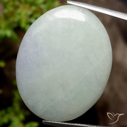 33.23ct Natural Verde Cinzento Claro Jadeíta, oval, Opaco
