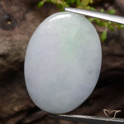 19.20ct Natural branco acinzentado Jadeíta, oval, Translúcido