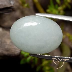 Jadeíta Verde Cinzento Claro Natural 11.10ct, oval, Translúcido