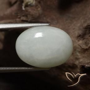 Jadeíta Verde Claro Branco Natural 11.38ct, oval, Opaco