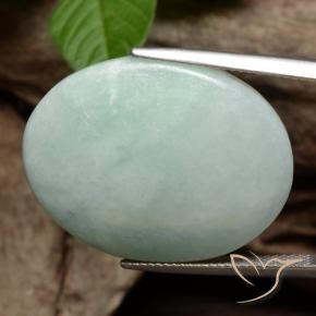 Jadeíta Verde Cinzento Musgo Natural 39.00ct, oval, Opaco