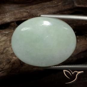 Jadeíta Amarelo Pálido Verde Natural 36.21ct, oval, Opaco