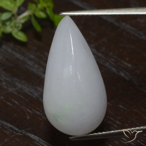 18.10ct Natural branco acinzentado Jadeíta, Formato de pêra, Translúcido