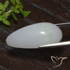 Jadeíta branco acinzentado Natural 18.10ct, Formato de pêra, Translúcido