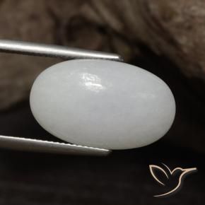 Jadeíta branco acinzentado Natural 15.79ct, oval, Opaco