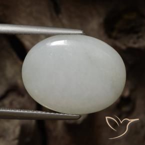 Jadeíta branco acinzentado Natural 10.20ct, oval, Translúcido