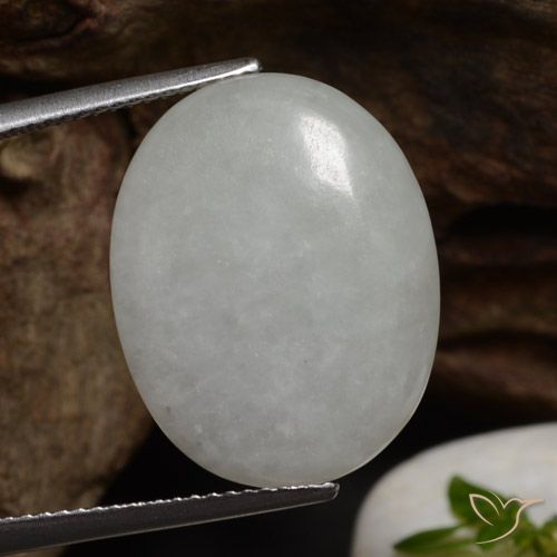 11.79ct Natural branco acinzentado Jadeíta, oval, Translúcido