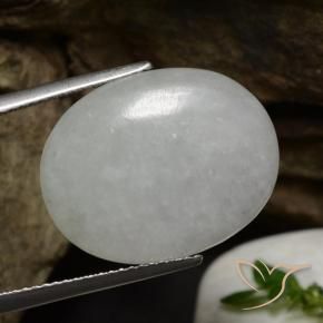 Jadeíta branco acinzentado Natural 11.79ct, oval, Translúcido