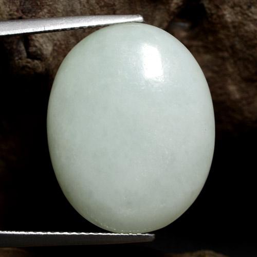 Jadeíta branco natural 16,55ct, corte oval, opaco