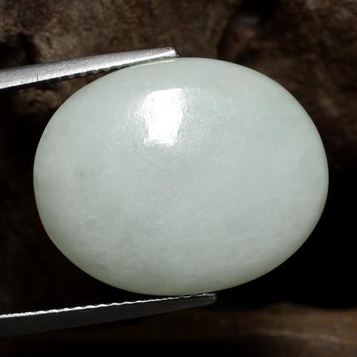 Jadeíta branco natural 16,55ct, corte oval, opaco