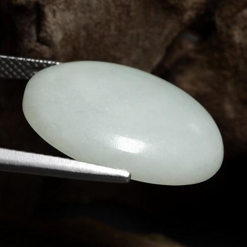 Jadeíta branco natural 16,55ct, corte oval, opaco