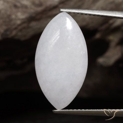 5.25ct Natural branco acinzentado Jadeíta, Marquesa, Translúcido