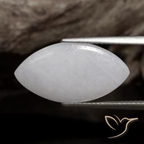 Jadeíta branco acinzentado Natural 5.25ct, Marquesa, Translúcido