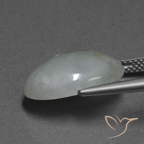 jadeita Verde branco Natural 9.86ct, Corte Oval, Translúcido