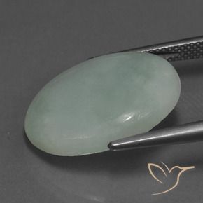 Jadeíta Verde Cinzento Musgo Natural 13.75ct, oval, Translúcido