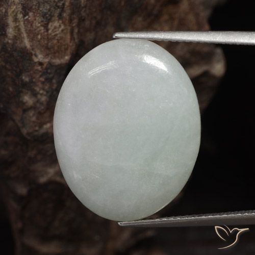 16.93ct Natural Verde acinzentado Jadeíta, oval, Translúcido