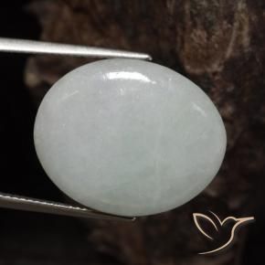 Jadeíta Verde acinzentado Natural 16.93ct, oval, Translúcido