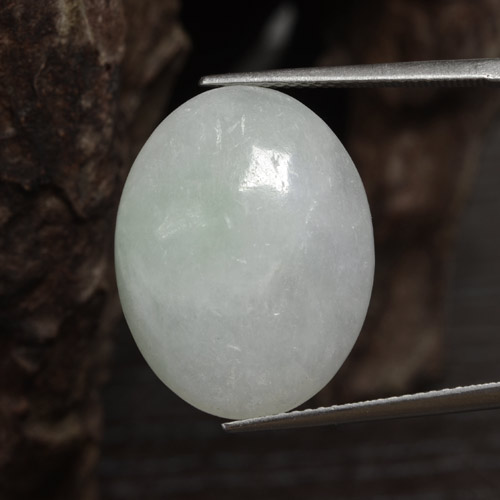 Jadeíta branco natural 16,87ct, corte oval, translúcido