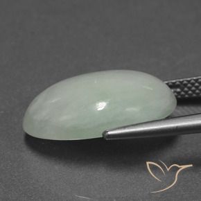 Jadeíta Verde branco Natural 10.28ct, oval, Translúcido
