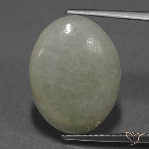 9.18ct Natural Verde acinzentado Jadeíta, oval, Translúcido