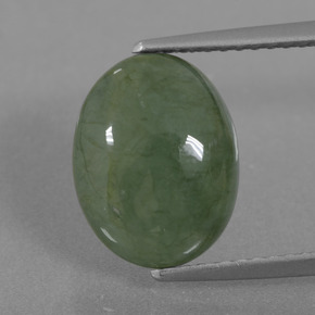 Jadeíta verde natural 4,90ct, corte oval, translúcido