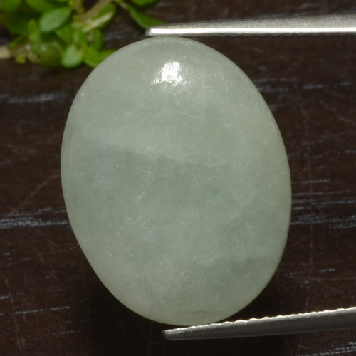 Jadeíta verde musgo pálido natural 8,52ct, corte oval, translúcido